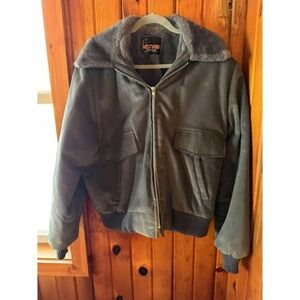 Vintage Westwind Bomber Jacket Faux Fur Collar‎ Full Zip Gray Sportswear